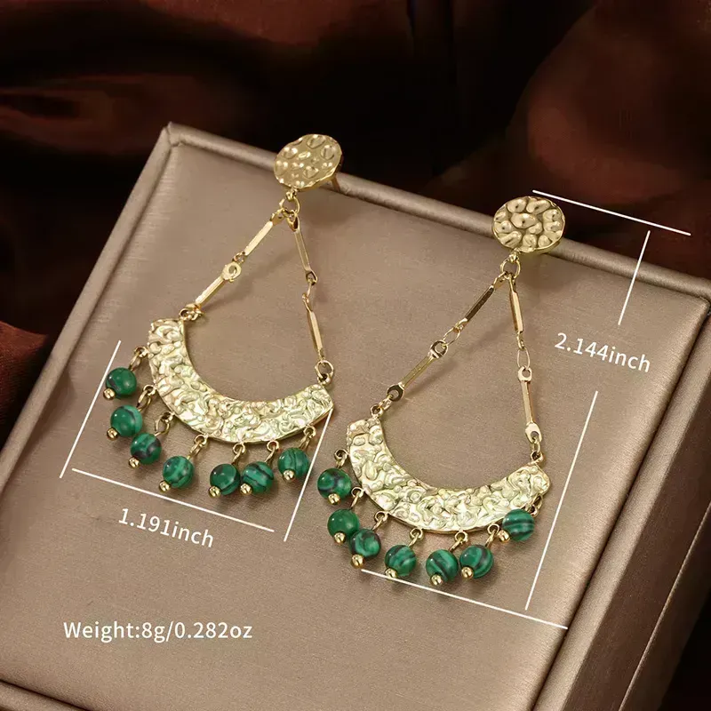 Gold plated green Geometric drops
