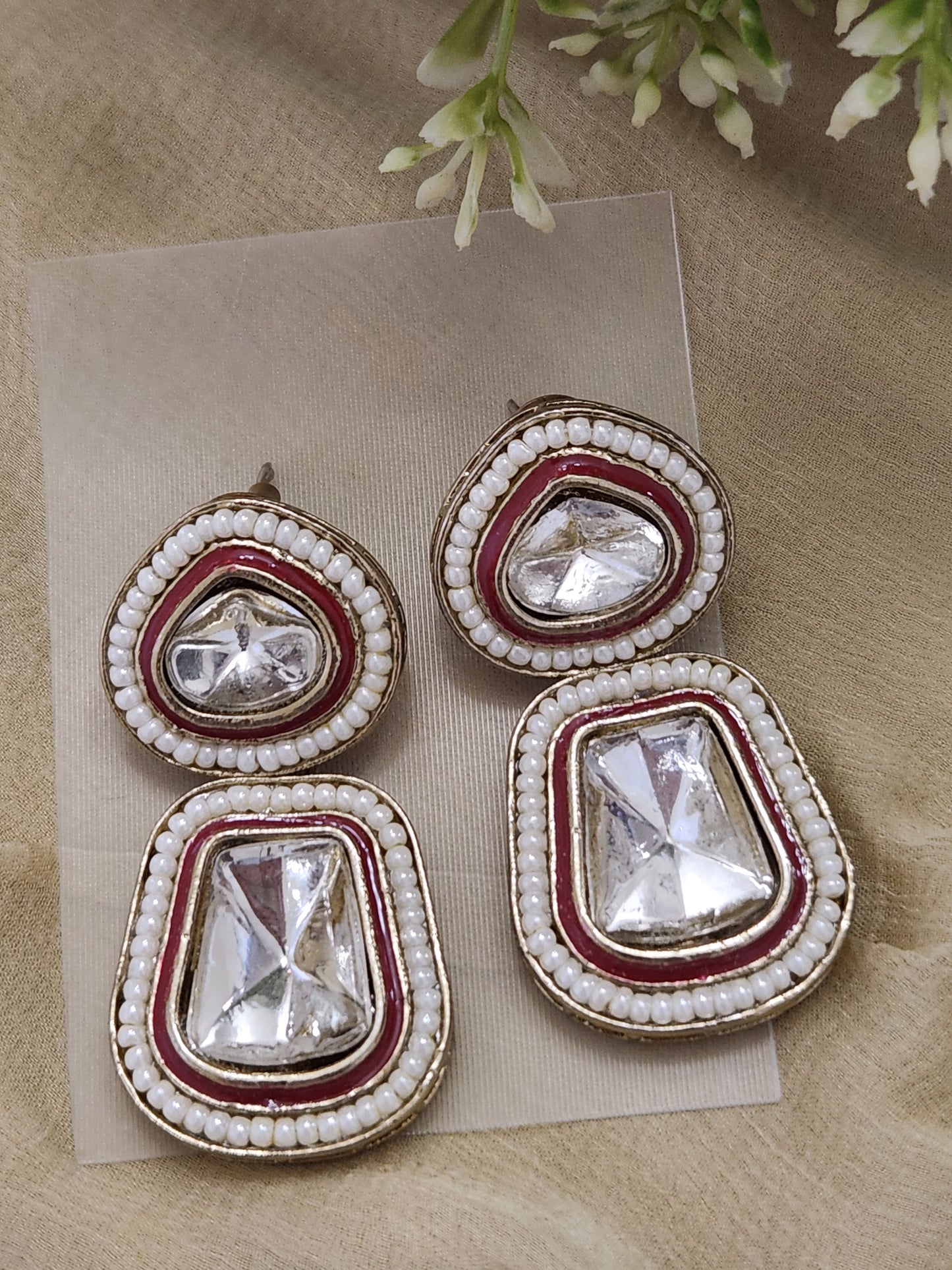Glass Kundan Earrings