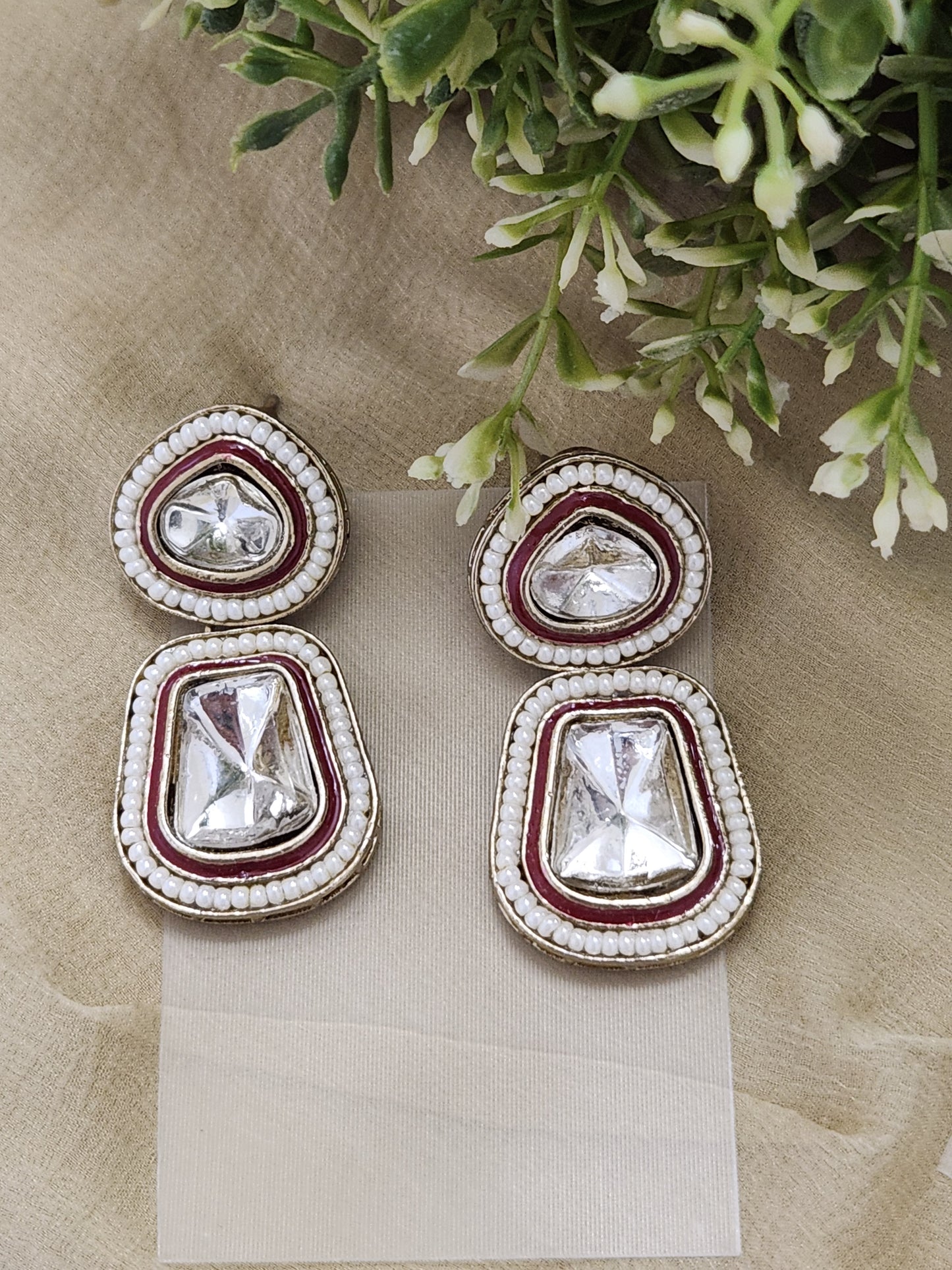 Glass Kundan Earrings