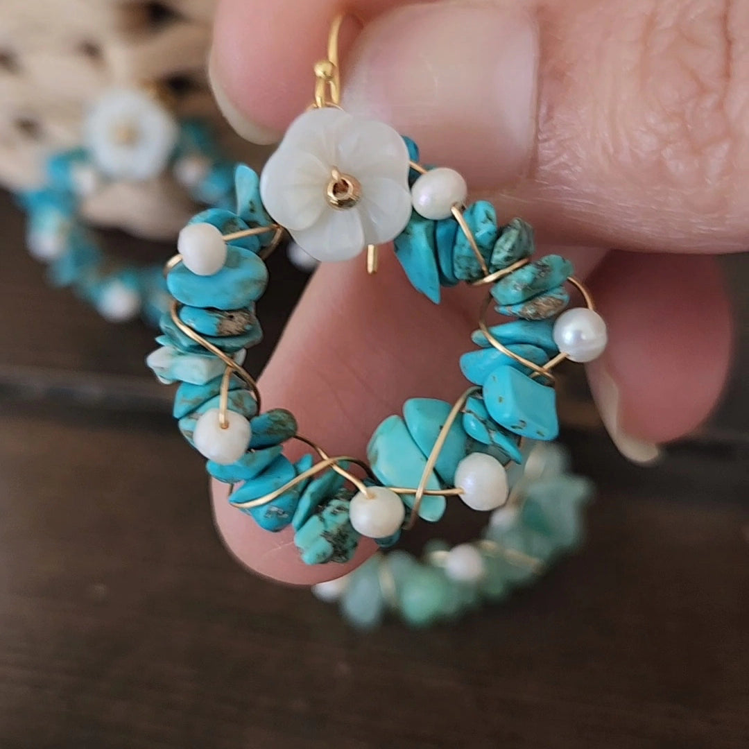 Handmade stone & wire earrings