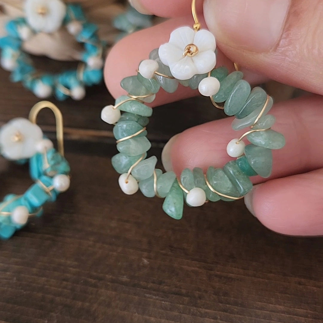 Handmade stone & wire earrings