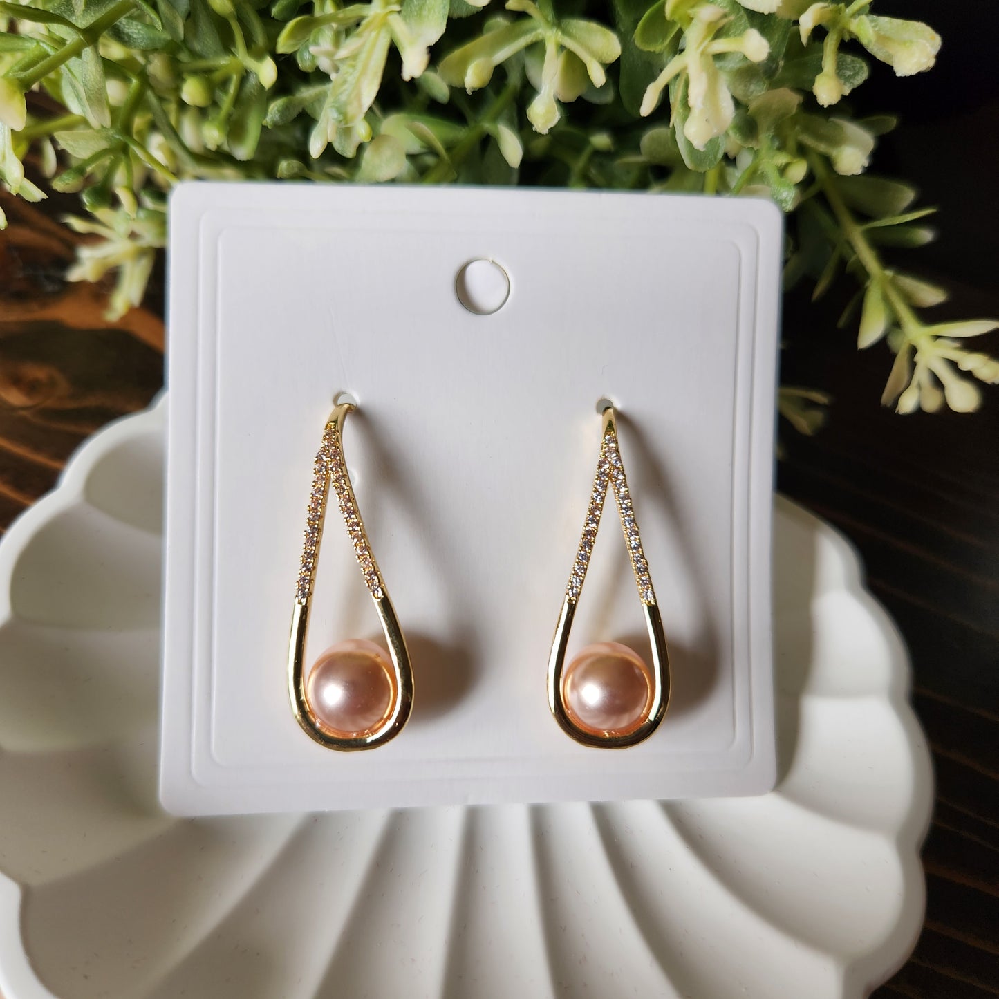 Rose gold pearl drops