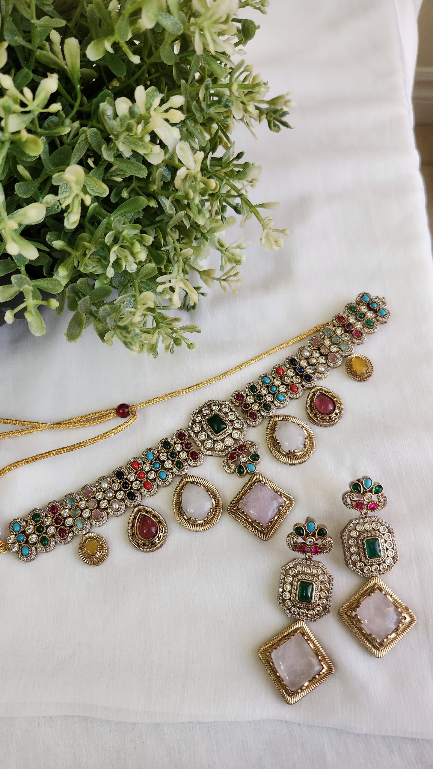 Sabhya inspired Navratan Necklace