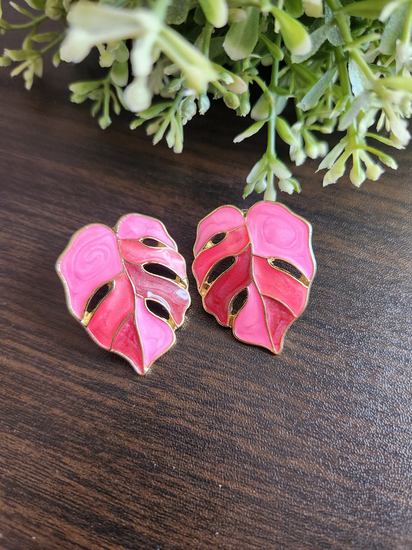 Acrylic Colored Leaf studs
