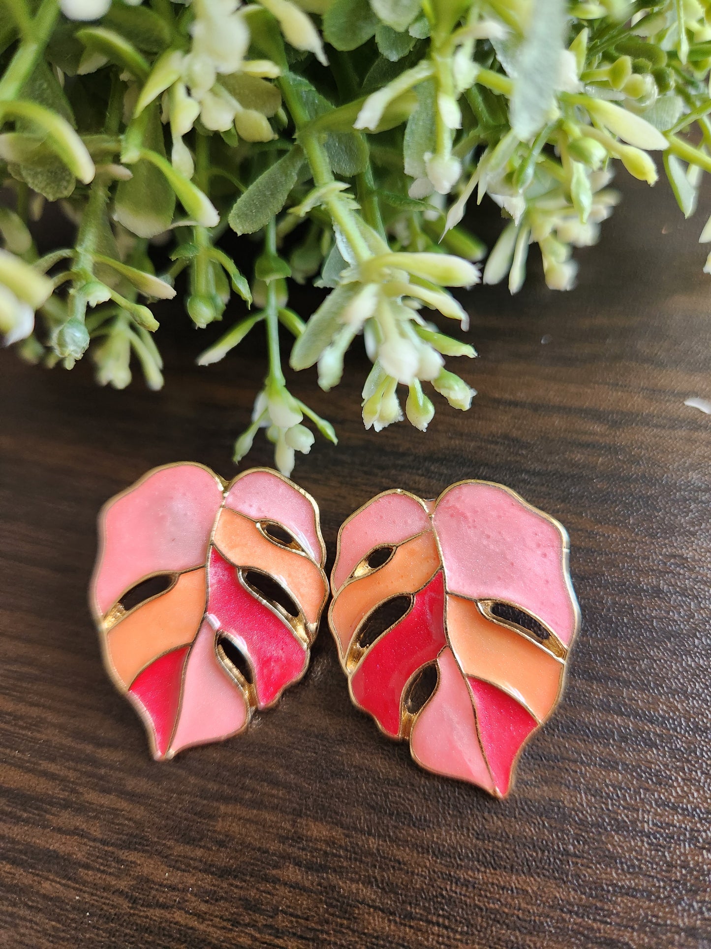 Acrylic Colored Leaf studs