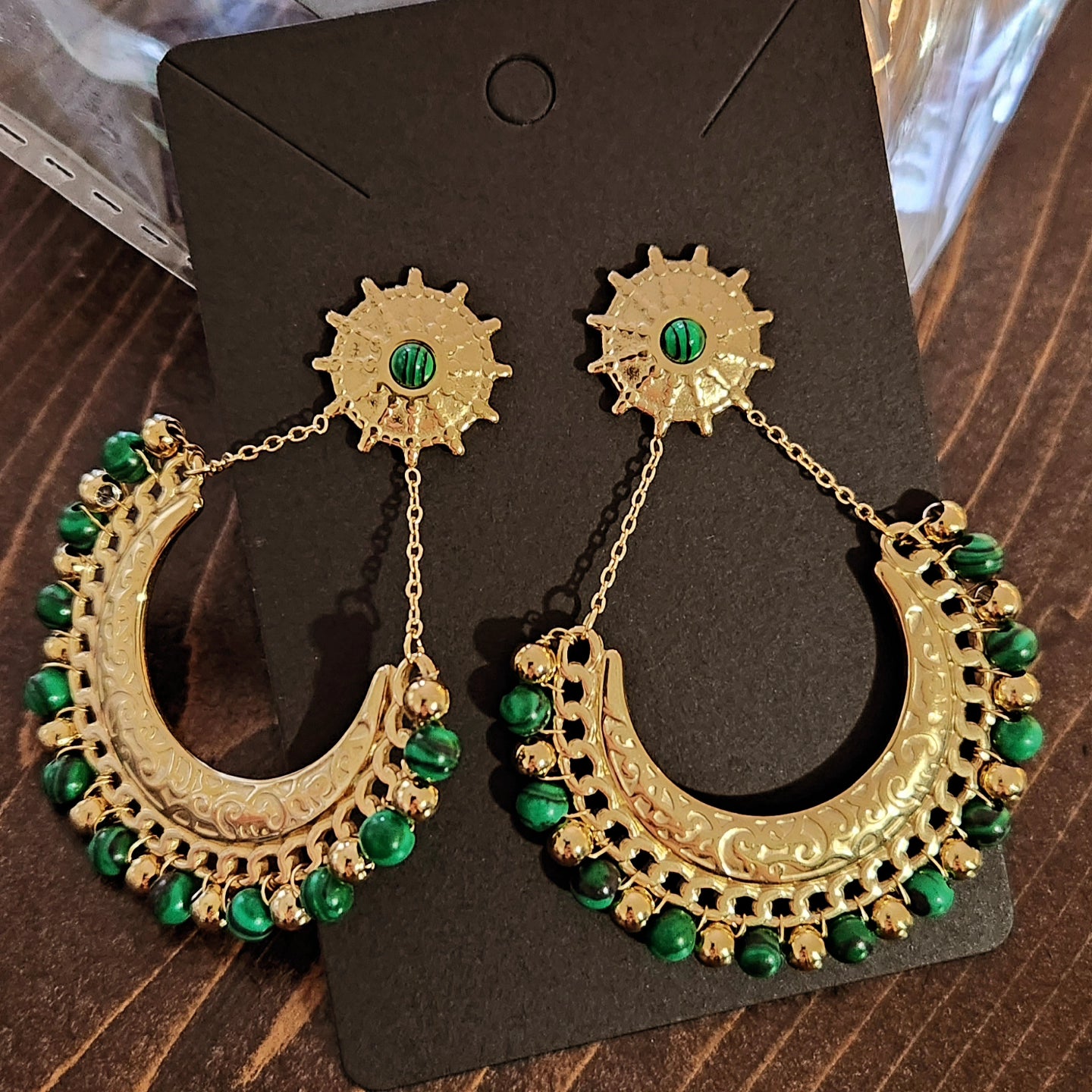 Gold plated Geometric earrings with beads