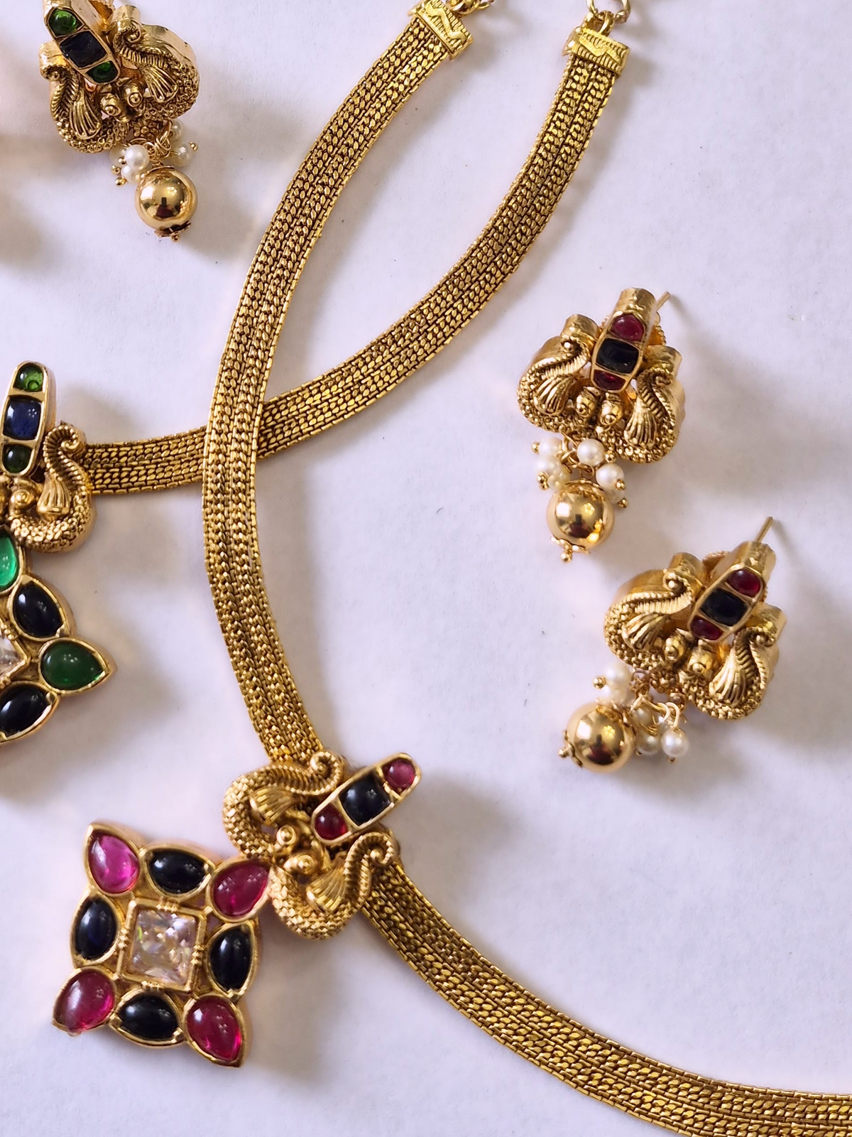 Peacock pendant necklace set