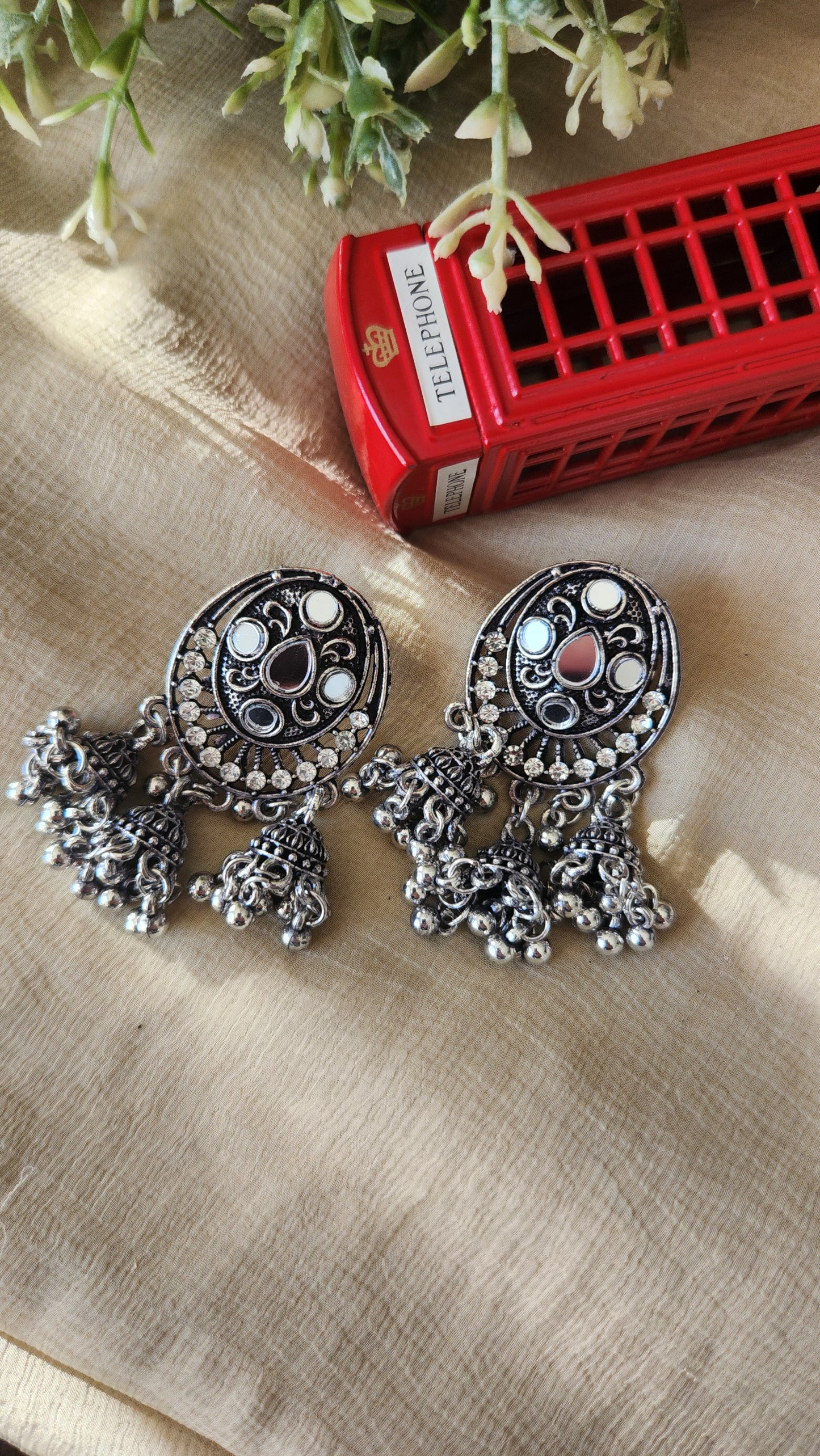 Mirror Sanchi Jhumkas