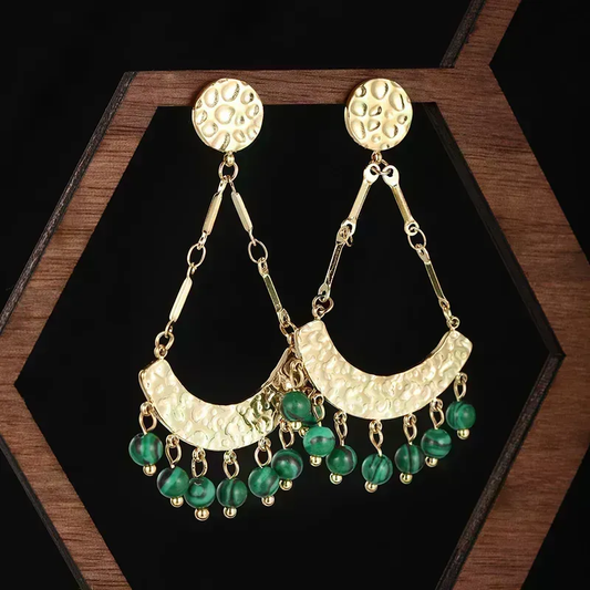 Gold plated green Geometric drops