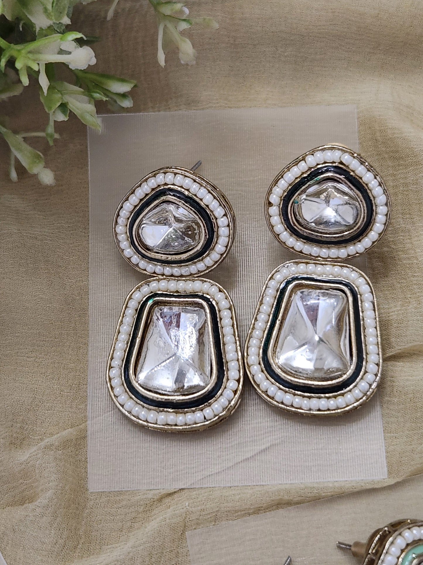 Glass Kundan Earrings