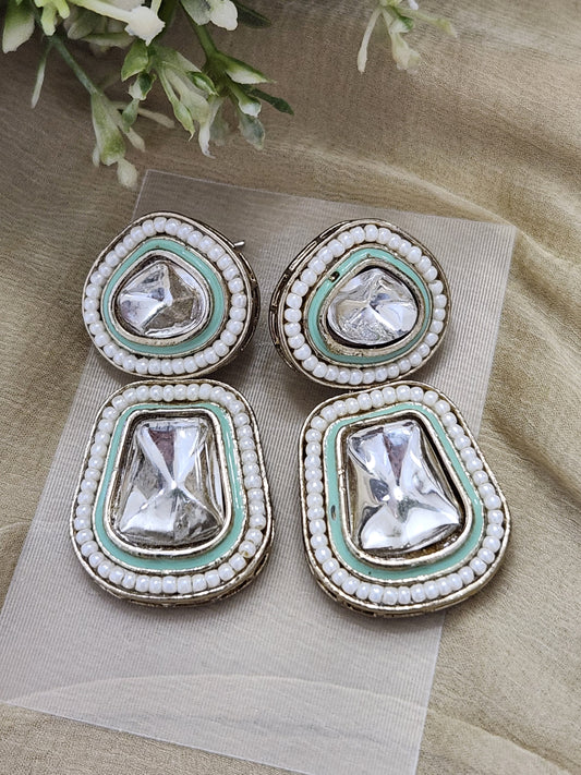 Glass Kundan Earrings