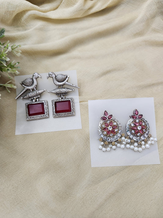 Oxidized earrings with stone