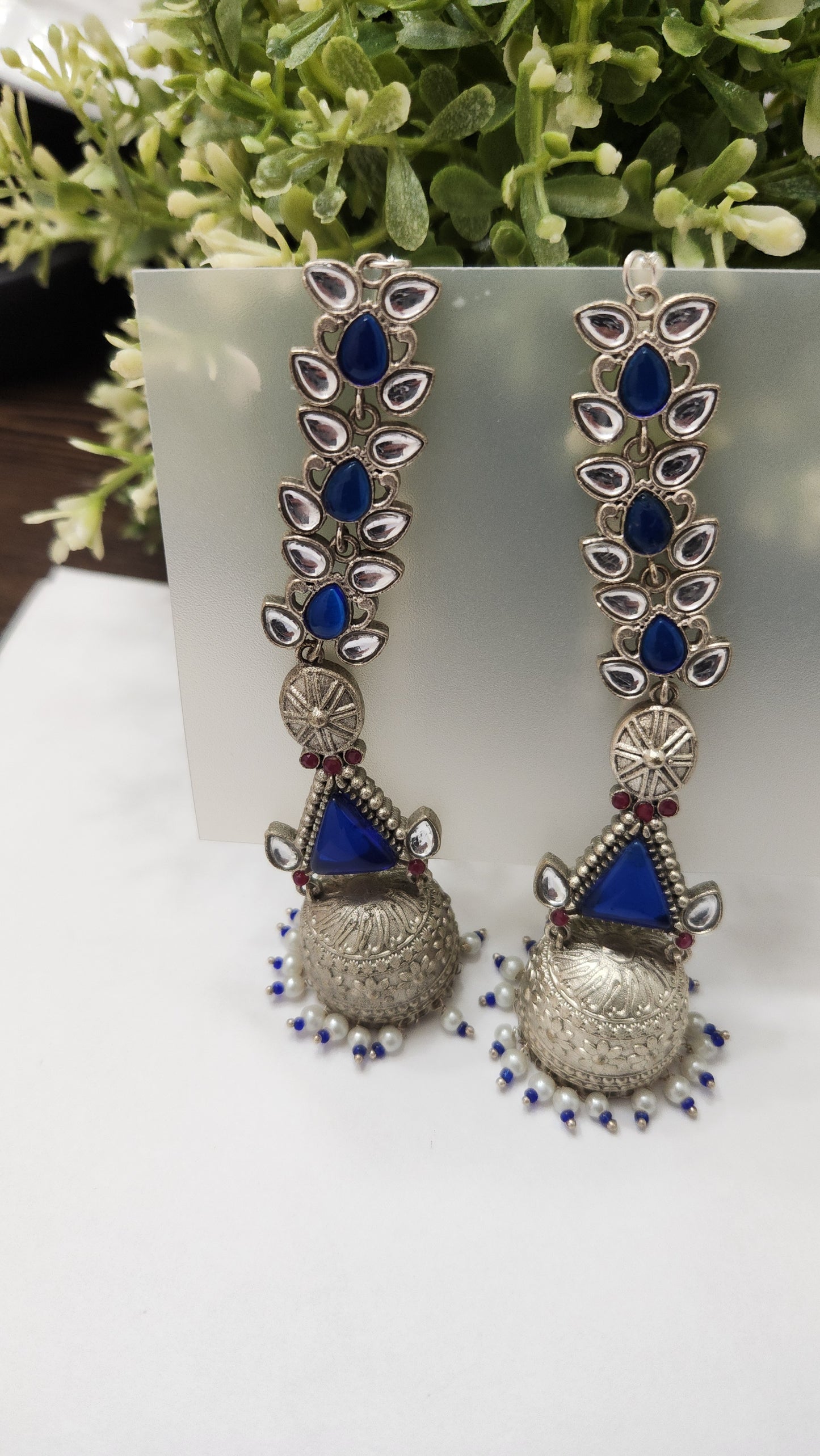 Phool Patti Jhumkas with kaan chain