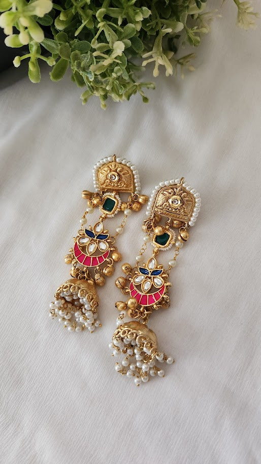 Phulkari Jadau Jhumka