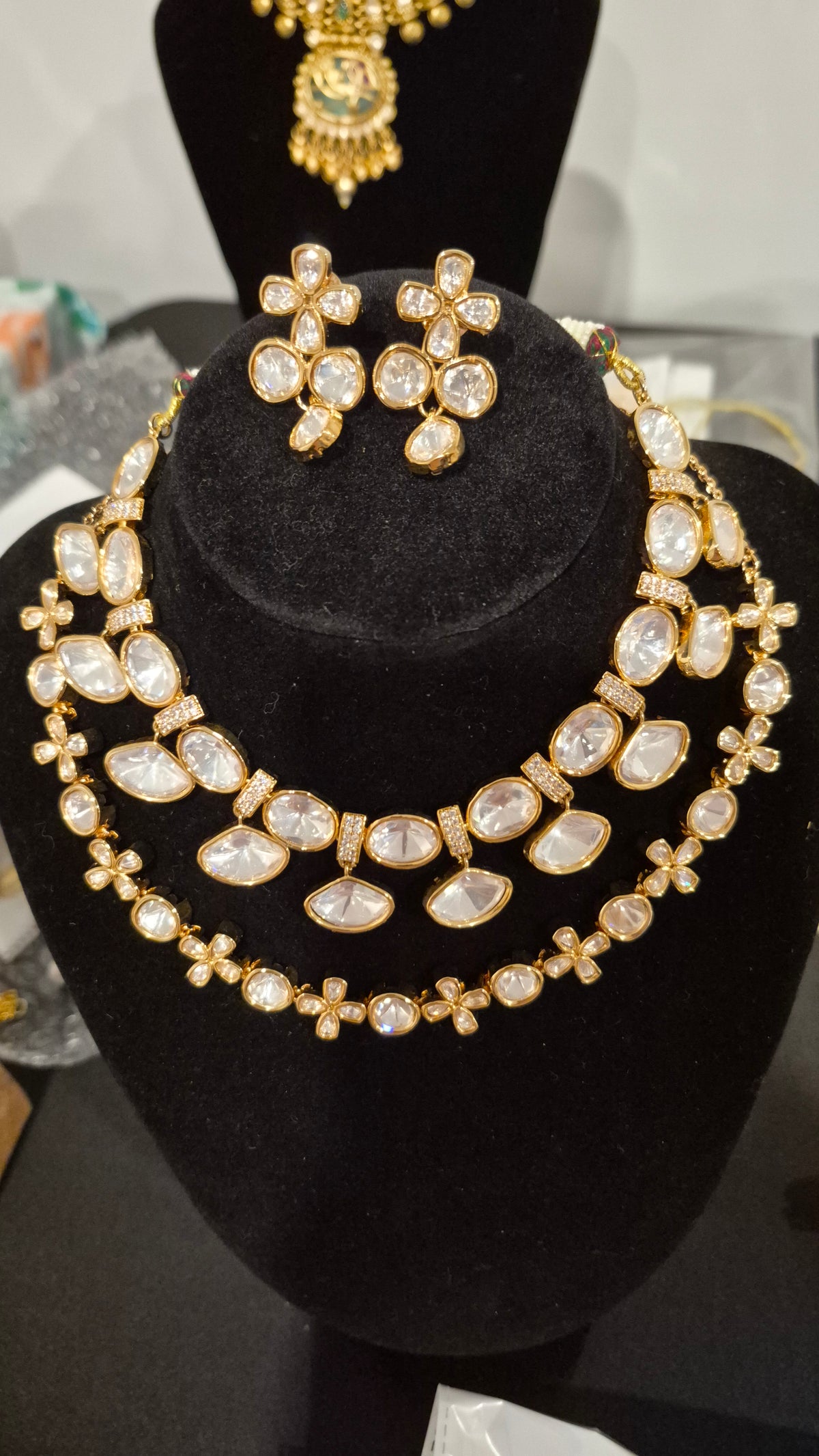 Kundan double layer necklace with earrings