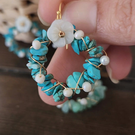 Handmade stone & wire earrings