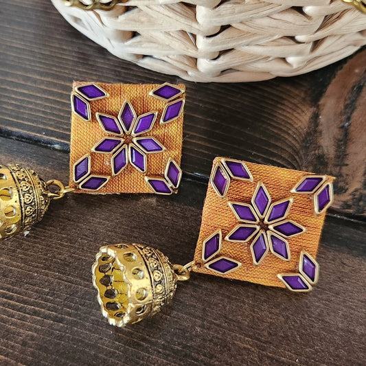 Orange fabric and Gold drops