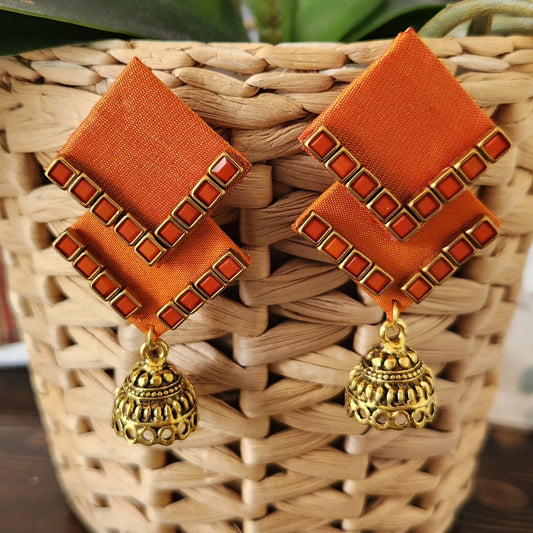 Double diamond fabric earrings