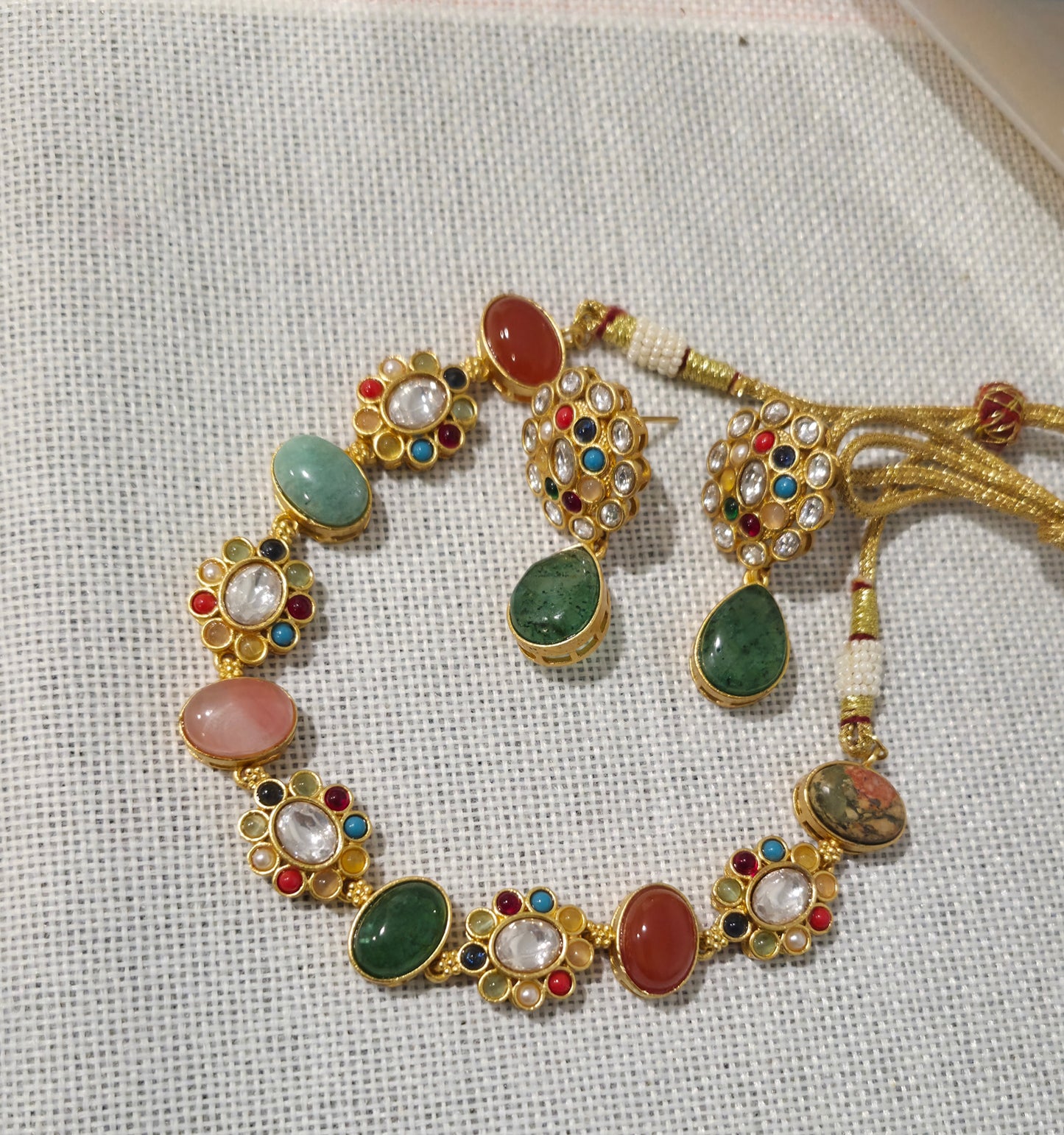 Kiran Navratan Necklace set