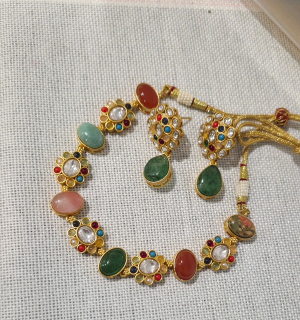 Kiran Navratan Necklace set