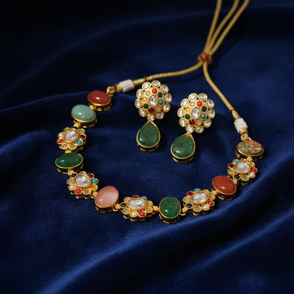 Kiran Navratan Necklace set