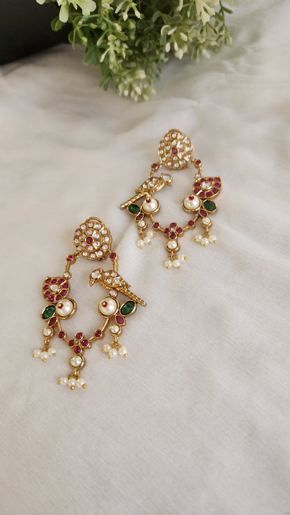 Bird Jadau Earrings