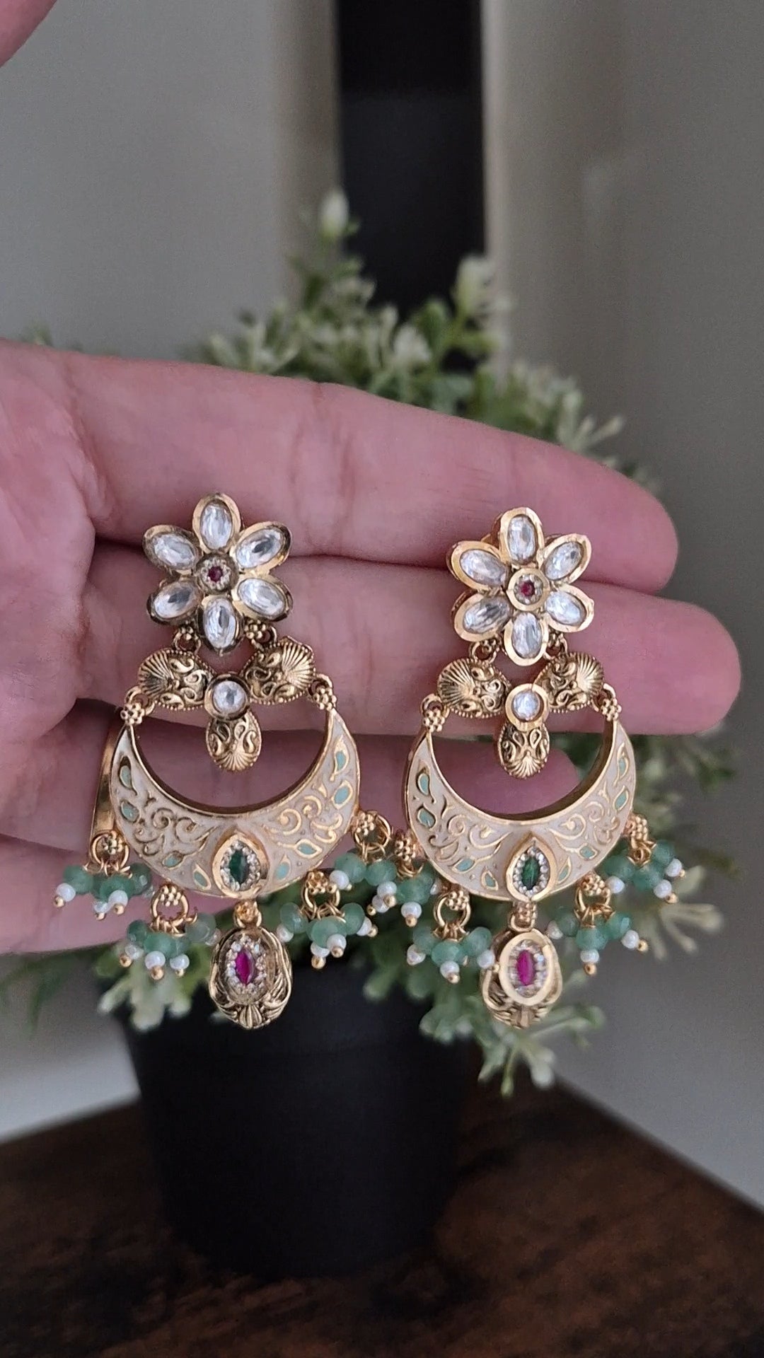 Shloka Gold finish earrings