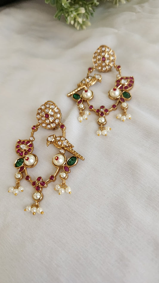 Bird Jadau Earrings