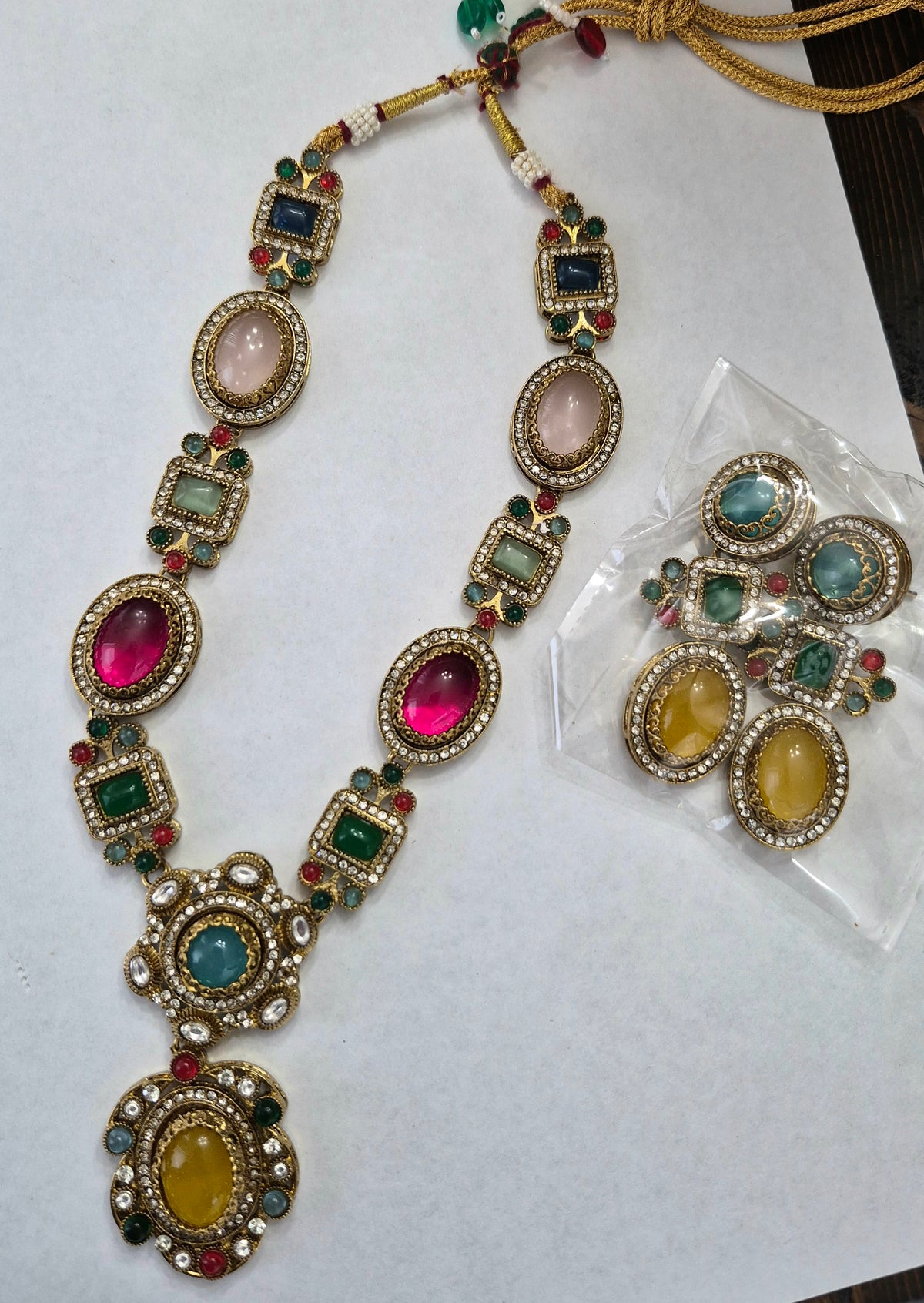 Navratan long necklace set