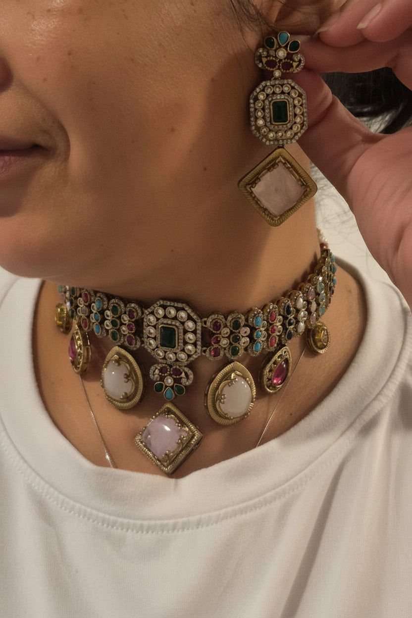 Sabhya inspired Navratan Necklace