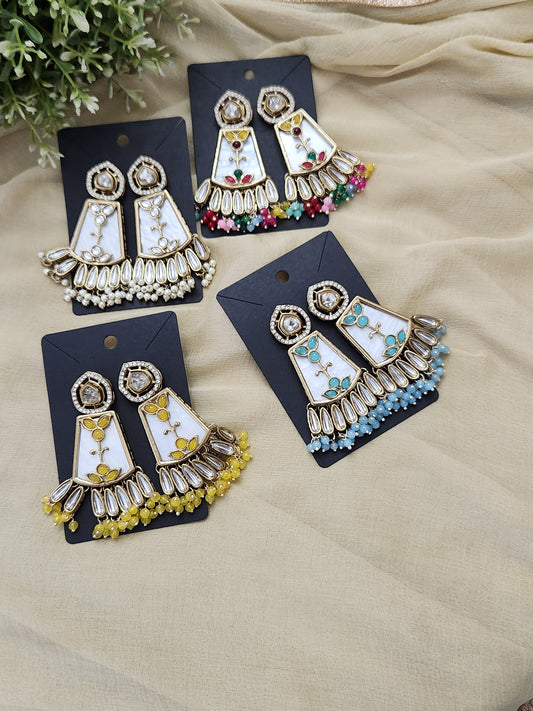 Beautiful Jhumkas with white base & various colors