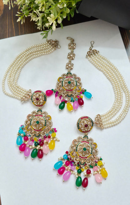 Rhea Pearl Earrings & Mang tikka set