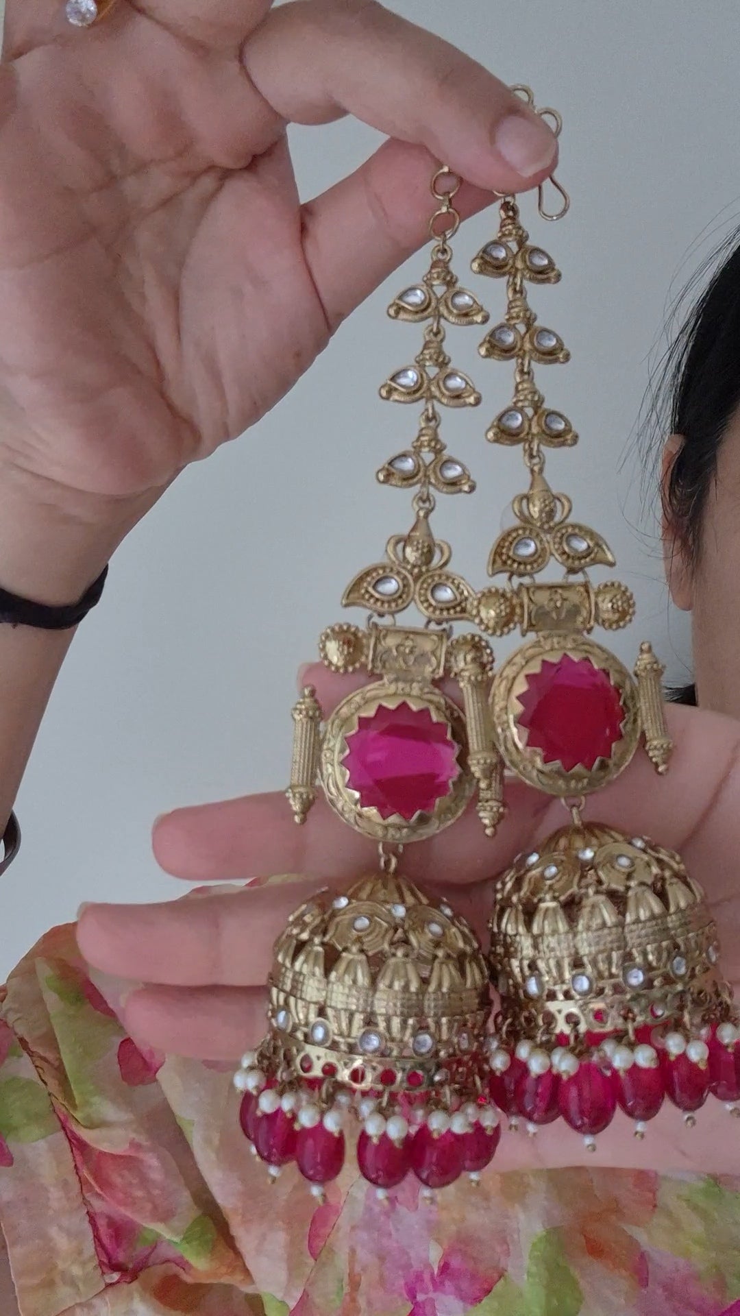 Darpan pink jhumkas