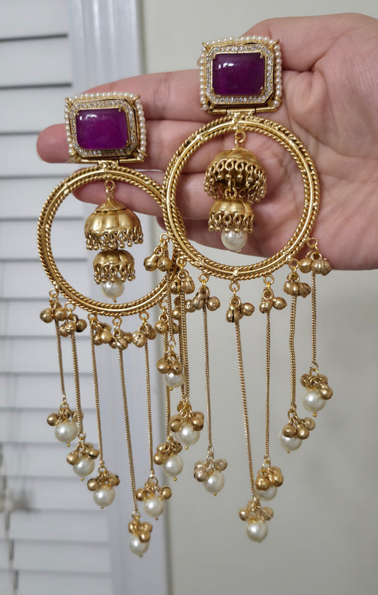 Charkha Purple Jhumka