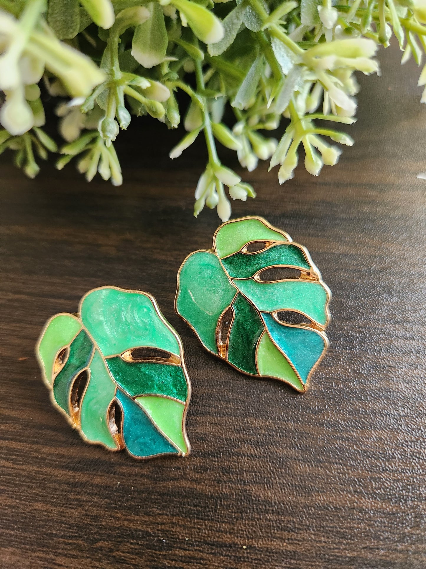 Acrylic Colored Leaf studs