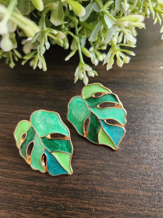 Acrylic Colored Leaf studs