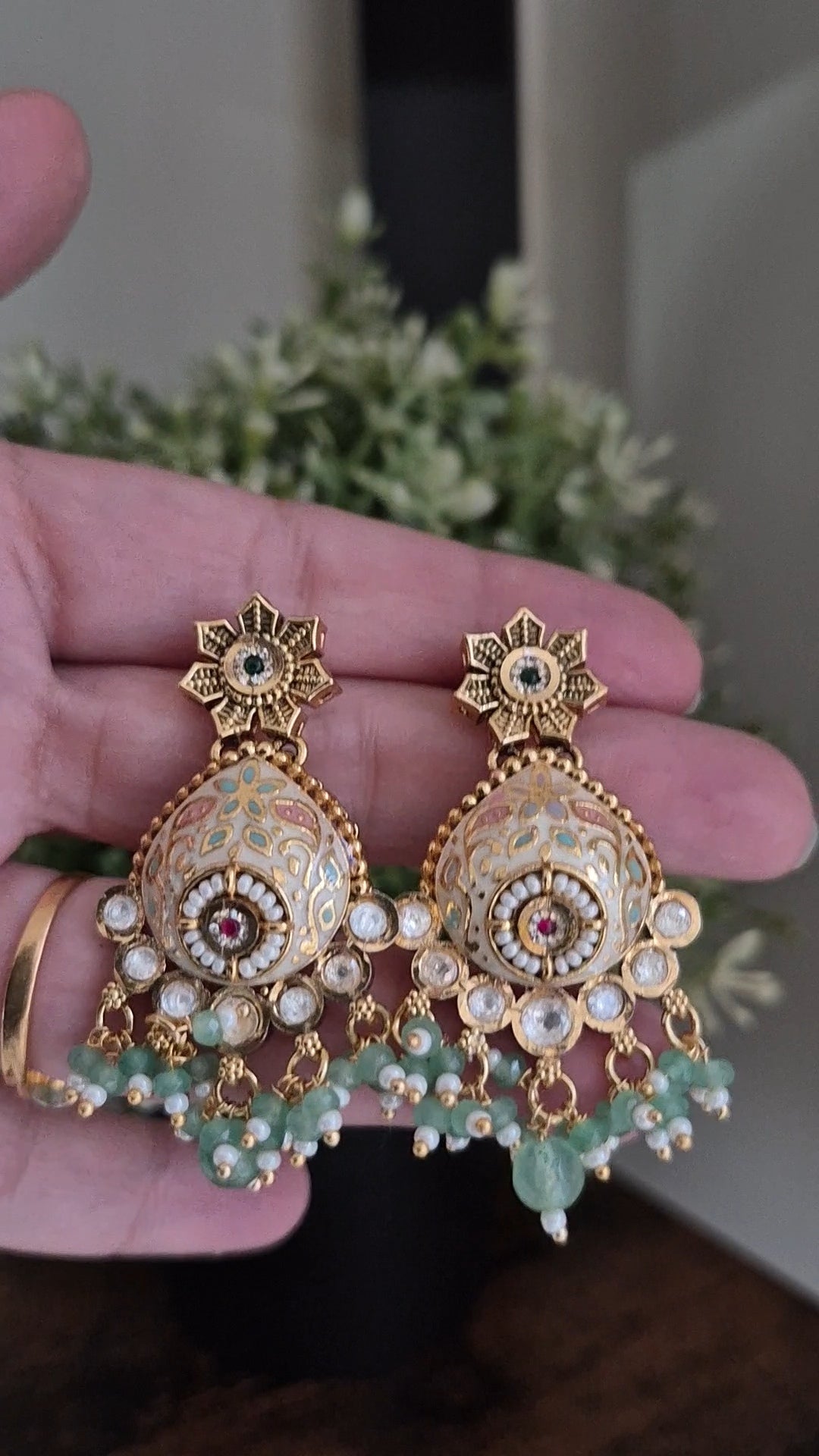 Shloka Gold finish earrings